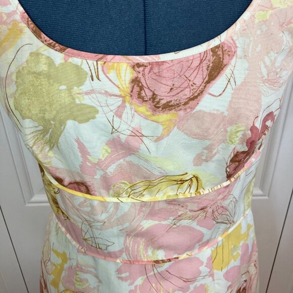 Ann Taylor Abstract Floral Cotton Dress Sz 8 - Picture 3 of 6